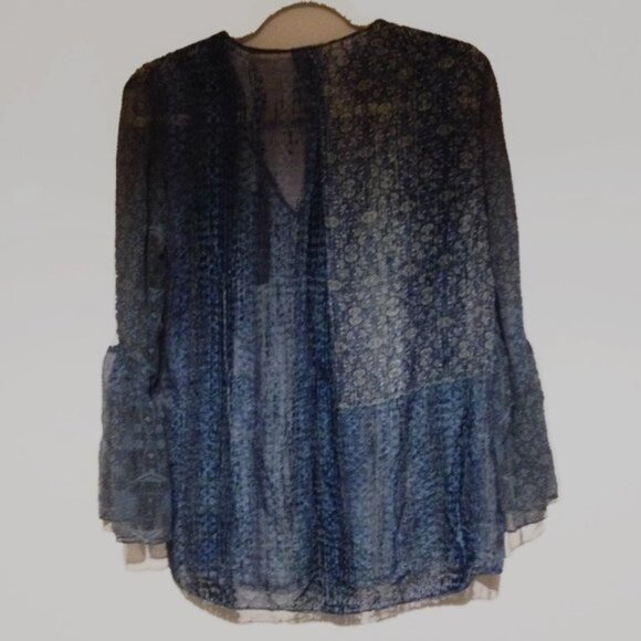 Elie Tahari Silk Ruffle Burnout Velvet Beverly Chiffon Blouse NWT - Picture 6 of 14